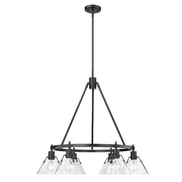 Orwell Matte Black Six-Light Chandelier with Clear Glass Shade, image 1